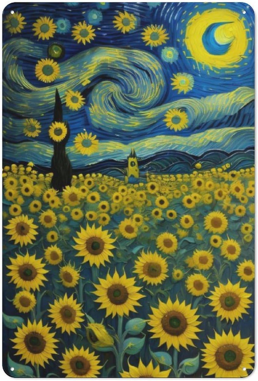 Home Bar And Coffee - Y1,starry and sunflowers retro vintage metal