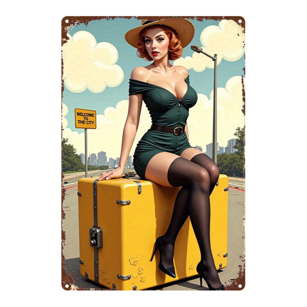 Vintage Beauty with Suitcase M - Home Bar And Kitchen 评论和价格