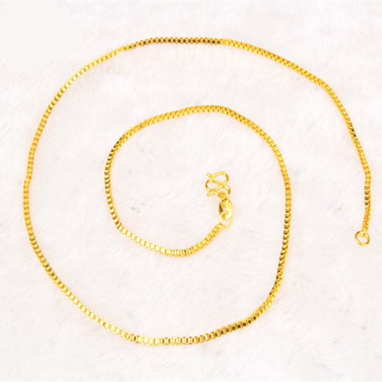 AU999 Box Chain Necklace Women - Bar Cart Gold 评论和价格