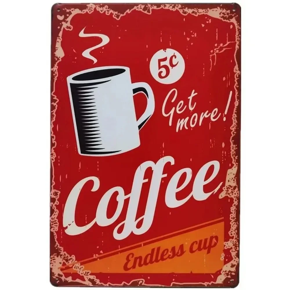 Plaque Metal Signs Drink Coffe - Home Bar And Coffee 评论和价格