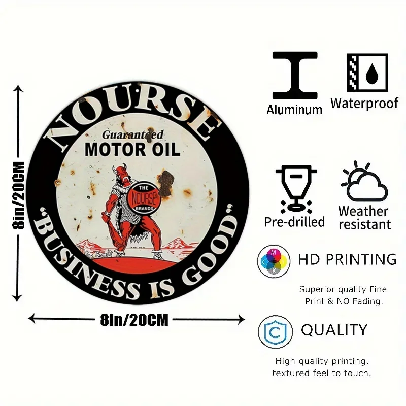 Vintage Motor Oil Sign Round M - Home Bar And Restaurant 评论和价格