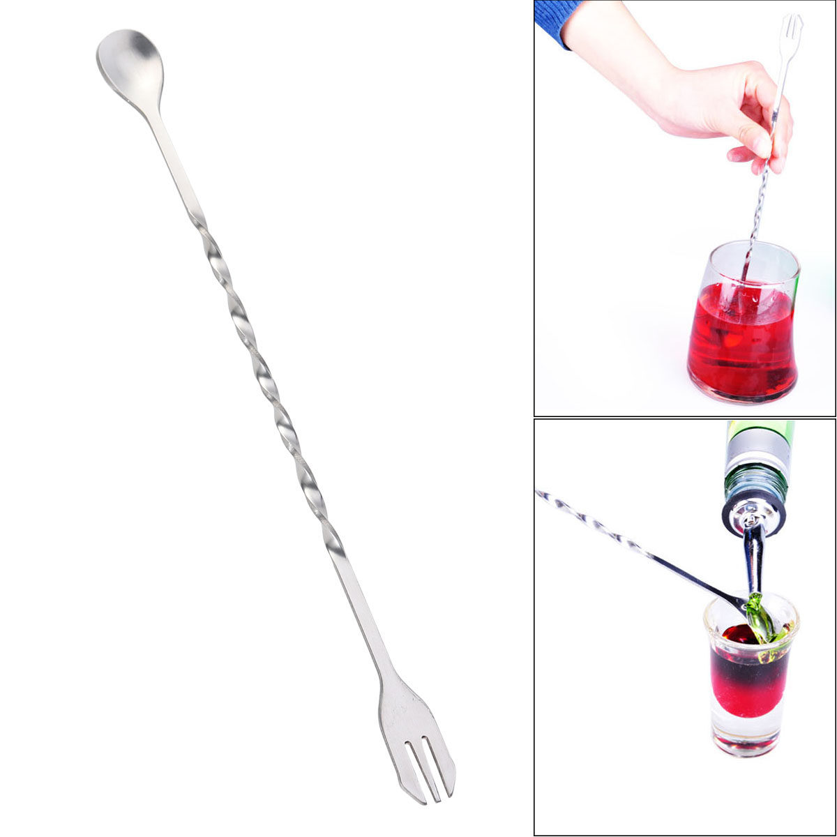 304 Stainless Steel Cocktail T - Bar Spoon Twisted 评论和价格