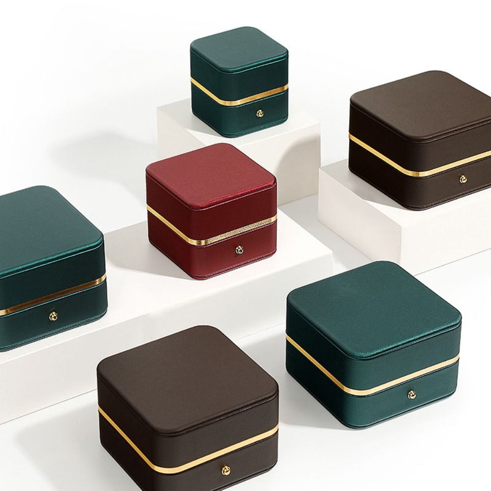 Fashion PU Leather Square Ring - Bar Cart Gold 评论和价格