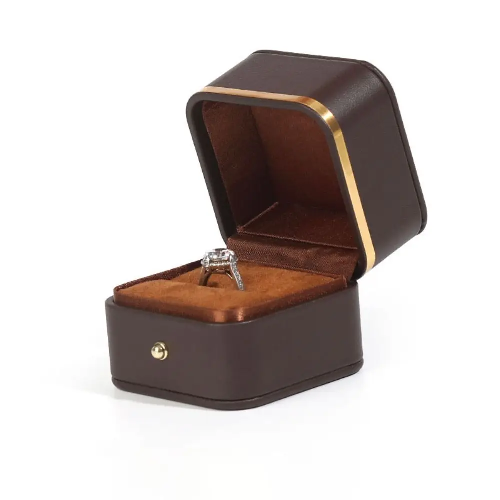Fashion PU Leather Square Ring - Bar Cart Gold 评论和价格