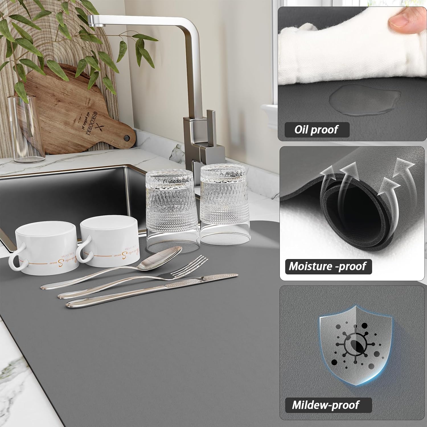 Dish Drying Mat for Kitchen, G - Bar Mat Rubber 评论和价格