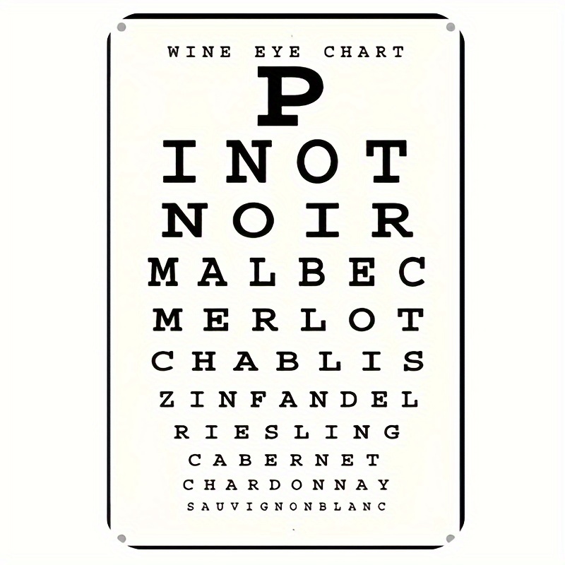 Vintage Wine Eye Chart Metal S - Home Bar And Kitchen 评论和价格