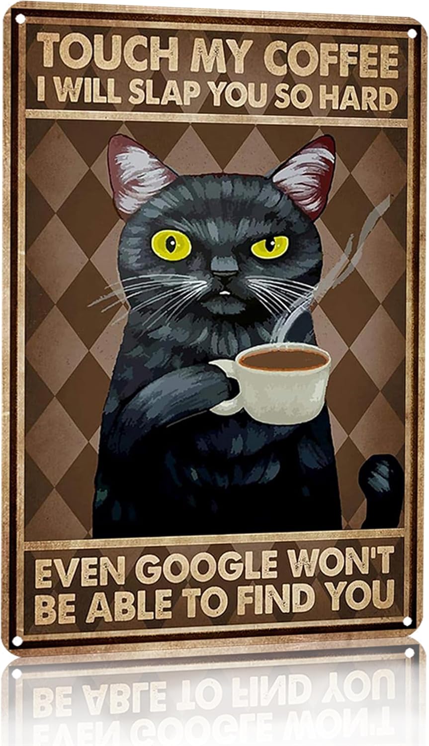 Funny Black Cat My Coffee I Wi - Home Bar And Coffee 评论和价格