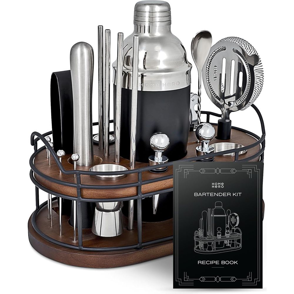 22-Piece Cocktail Shaker & Bar - Cocktail Recipe Book 评论和价格