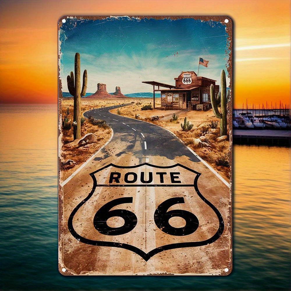 Vintage Route 66 Metal Sign -  - Home Bar And Kitchen 评论和价格