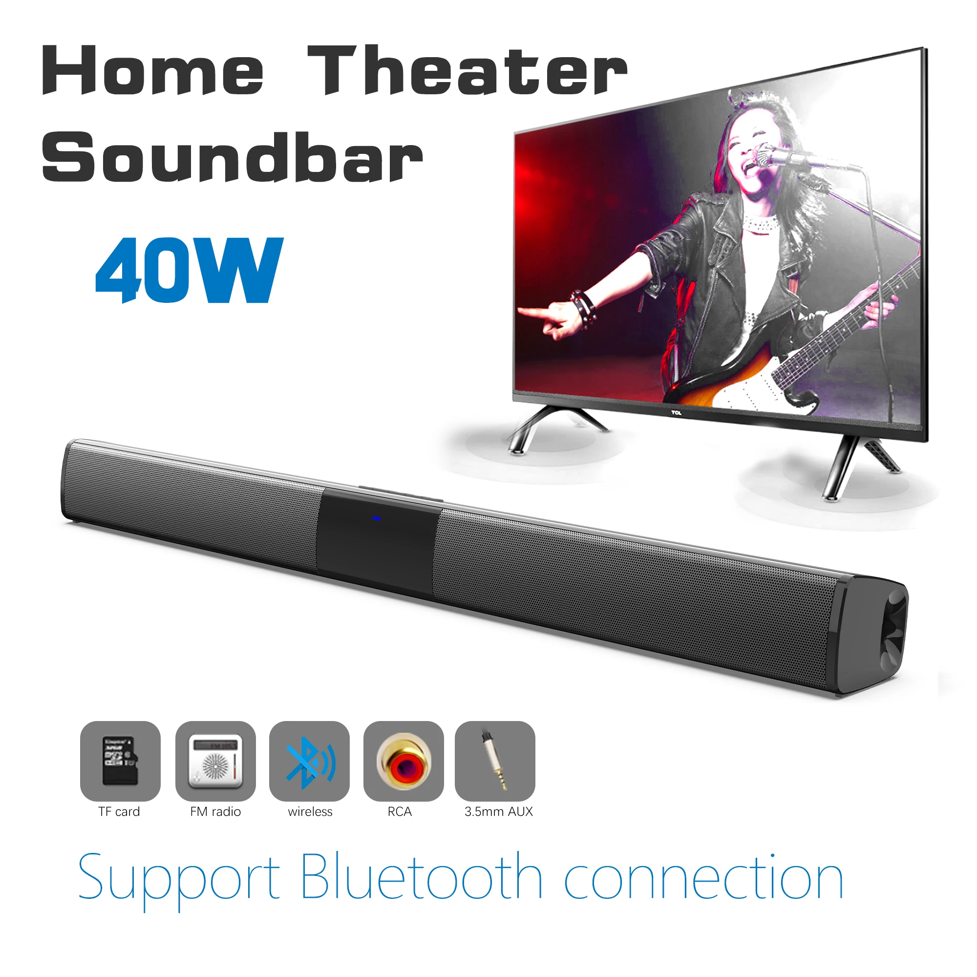 40W High Power Soundbar for TV - Home Bar And Theater 评论和价格