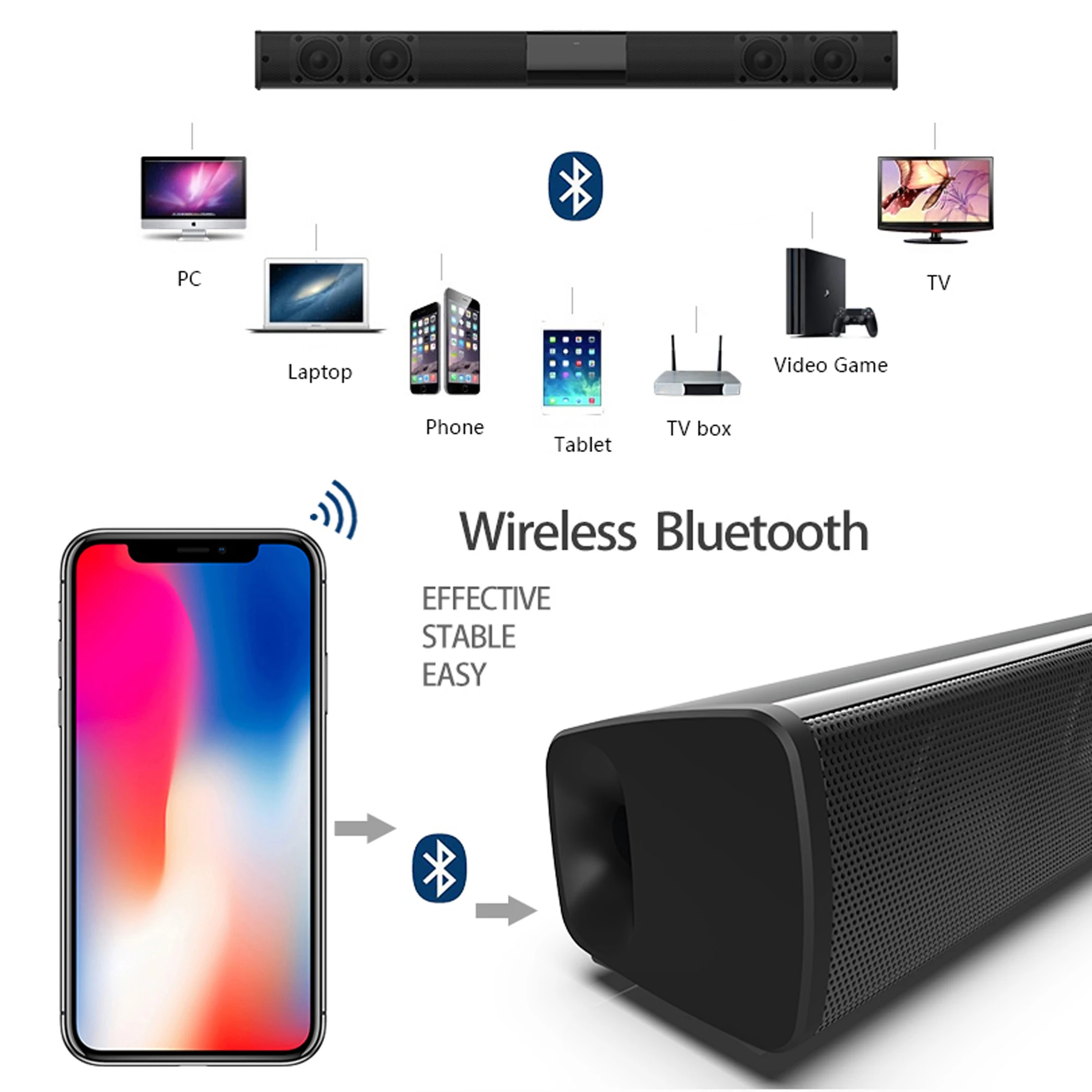 40W High Power Soundbar for TV - Home Bar And Theater 评论和价格