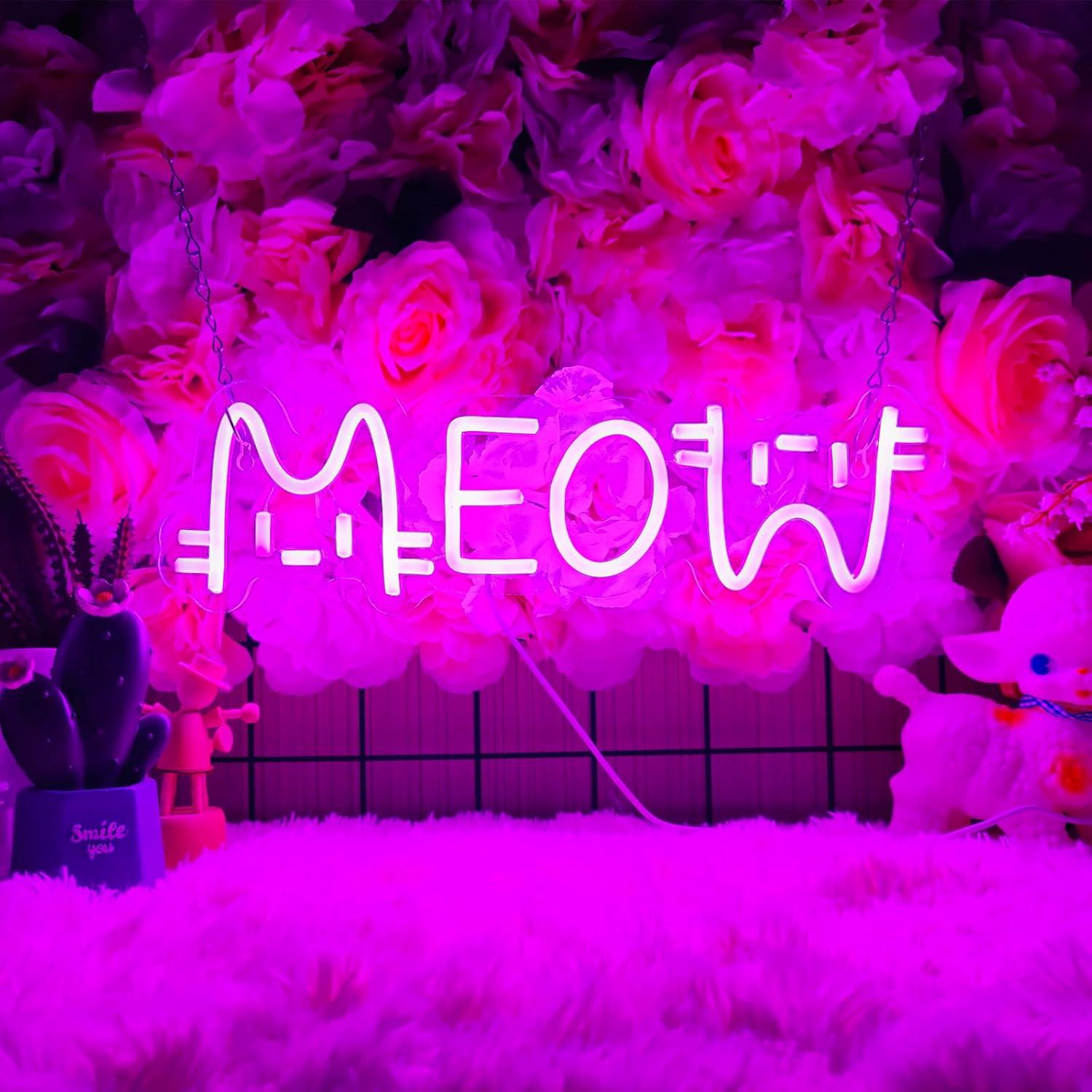 Meow Neon Sign Cat USB Powered - Home Bar And Restaurant 评论和价格