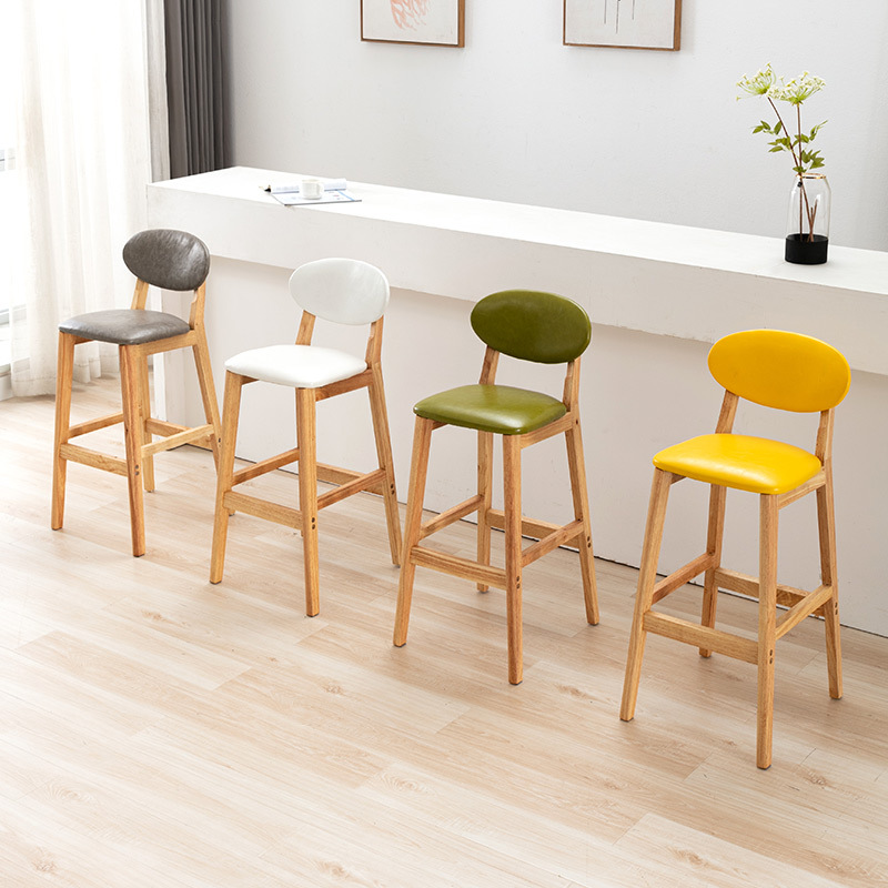 Simple solid wood bar chair, d - Home Bar Stools 评论和价格