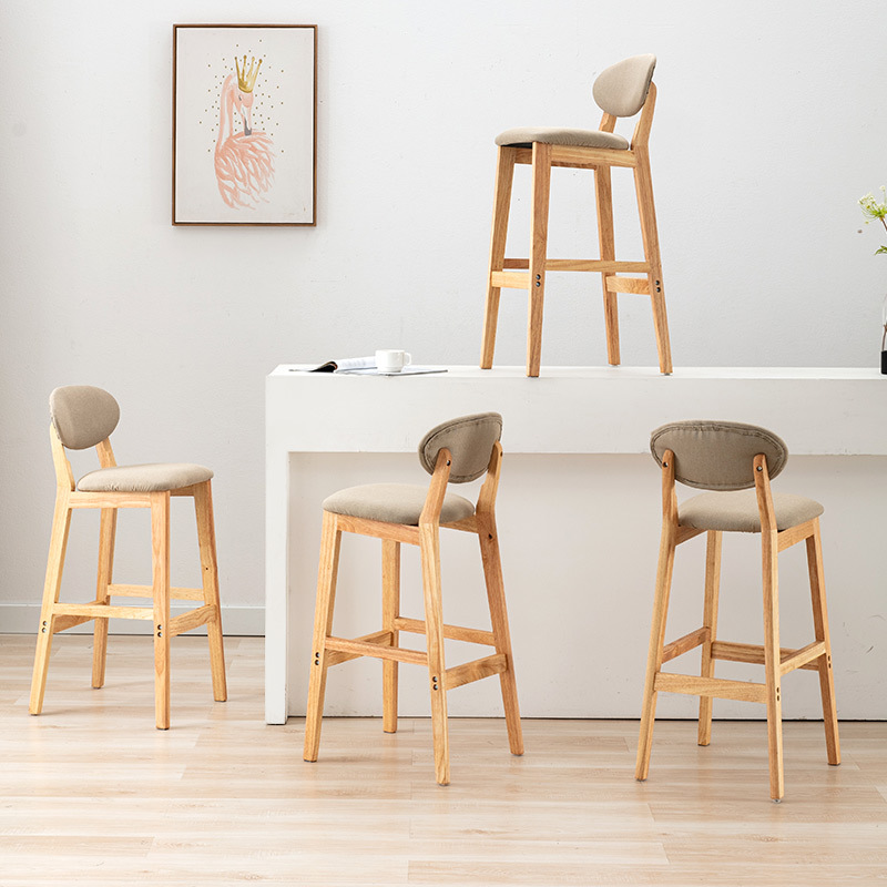 Simple solid wood bar chair, d - Home Bar Stools 评论和价格