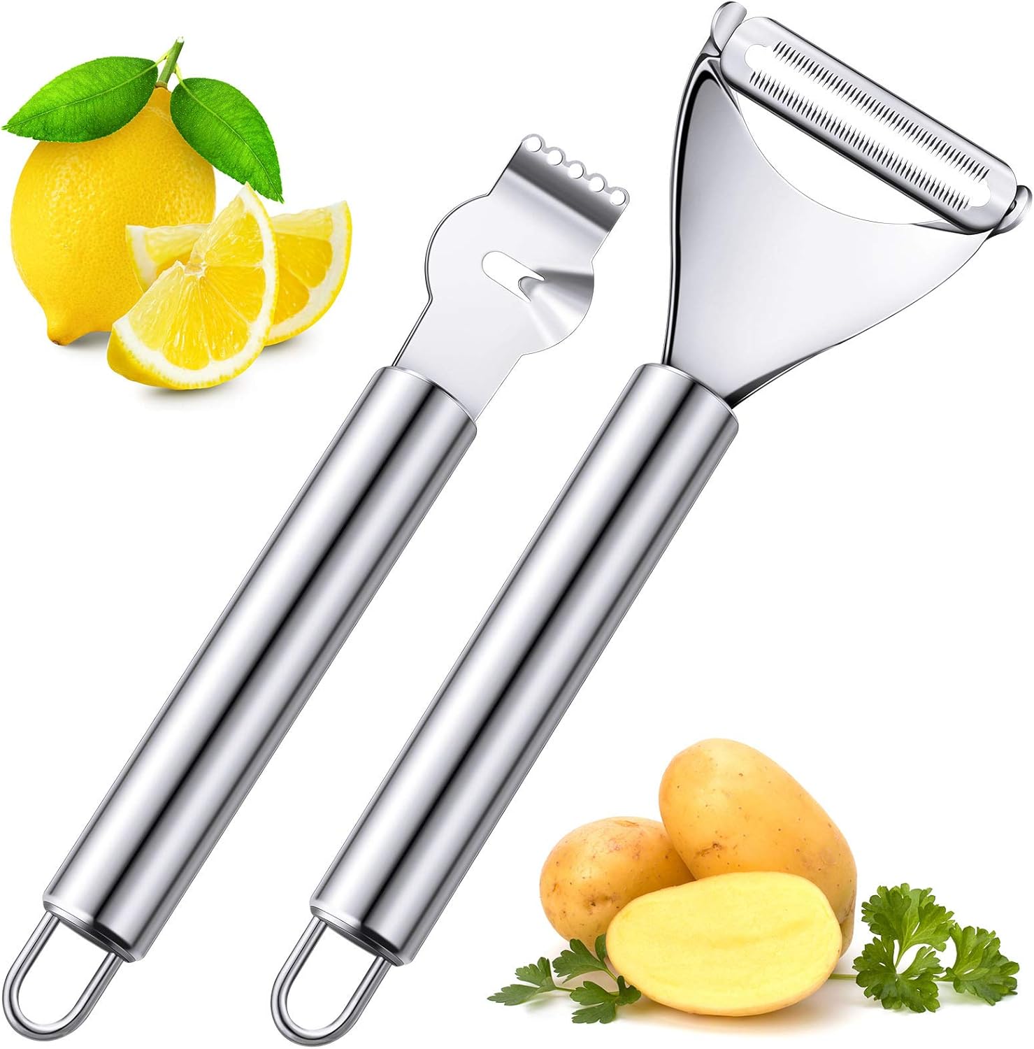 2 Pieces Stainless Steel Lemon - Peeler Channel Knife 评论和价格
