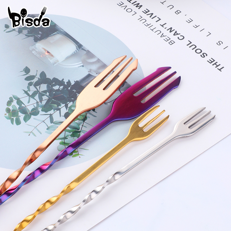 Cocktail Bar Spoons with Fork, - Bar Spoon Twisted 评论和价格