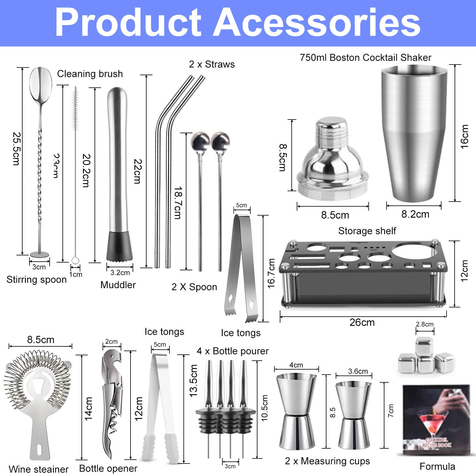 Cocktail Making Set Shaker Sta - Cocktail Recipe Book 评论和价格