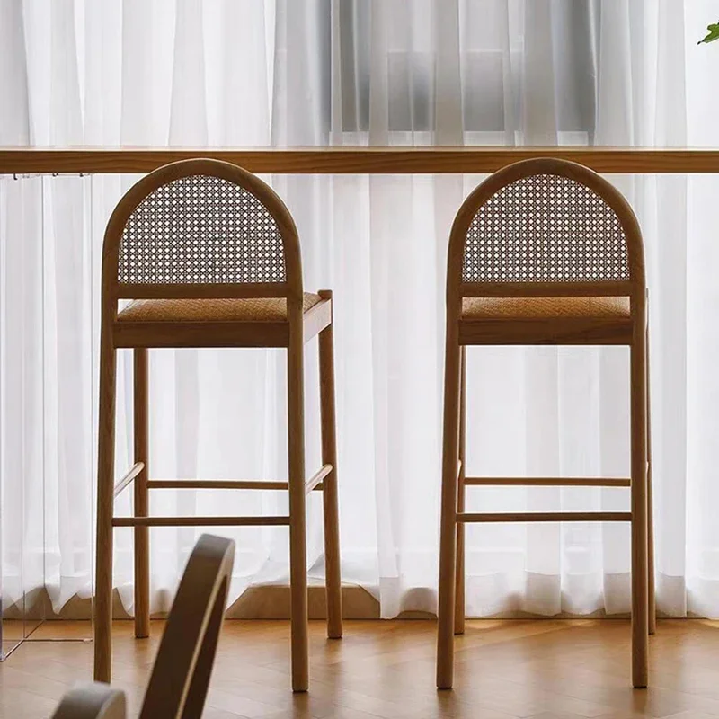 Solid Wood Rattan Kitchen Bar  - Home Bar Stools 评论和价格